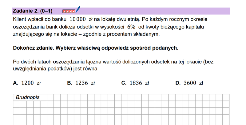 Zadanie 2 – Matura podstawowa matematyka CKE (Maj 2026)