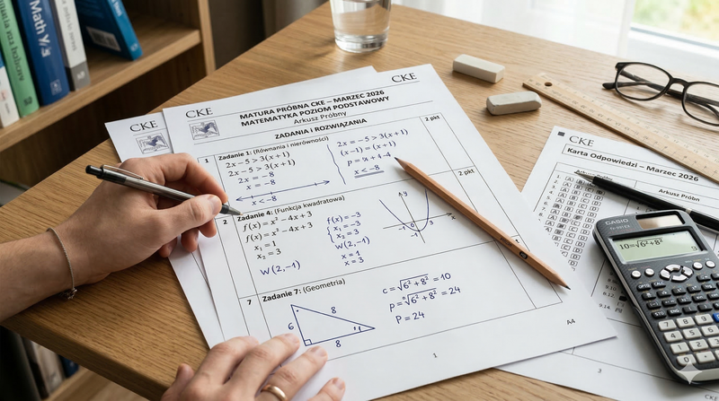 Matura Próbna CKE Matematyka Podstawowa – Marzec 2026 (Arkusze, Odpowiedzi, Rozwiązania)